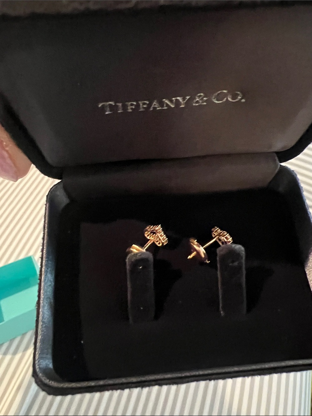 Tiffany & Co. Rose Gold Diamond Heart Stud Earrings - Picture 5 of 5